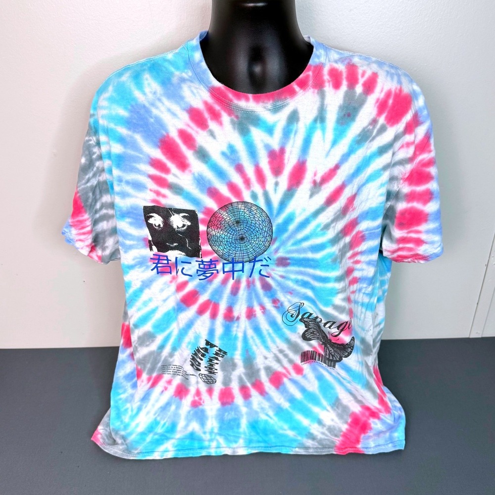 Unbranded T-Shirt Mens XL Tie Dye Graphic Savage Japanese Streetwear Tee